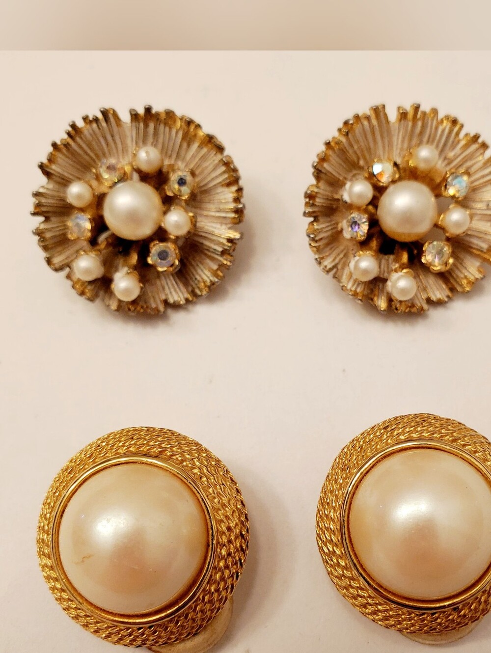 BSK & RICHELIEU Gold & Pearl Floral Clip-On Earrings - Classic Women's Jewelry
